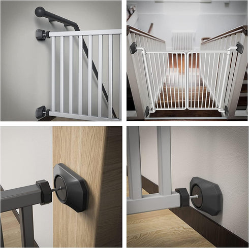 Baby Gate Wall Protector - Protect Walls & Doorways from Pet & Dog Gates - for Child Pressure Mounted Stair Safety Gate- 8 Pack, Black...