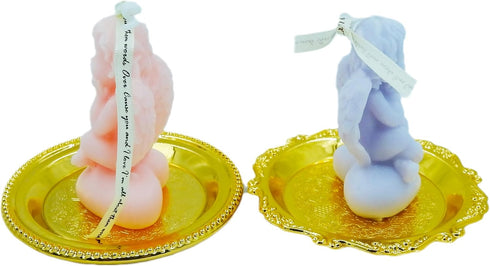 2 Angel Soy Wax Candle 2 Golden Candlestick Tray,Cute Decorative Candles,Scented Candles for Women;Home Decoration;Spa;Relaxation,Aesthetic Candle...