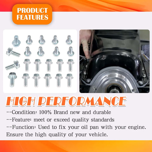 Bonbo Oil Pan Bolt Kit Compatible with Chevy & Ford Small Block V8 SBC 265 283 305 327 350 383 400 5.7L & SBF 260 289 302 351W 5.0L EFI 350-455 St...