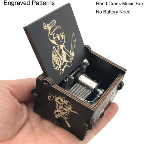 Pursuestar The Legend of Zelda-Storms from Ocarina of Time Wood Music Box, Hand Crank Engraved Vintage Wooden Musical Box for Birthday Valentine W...