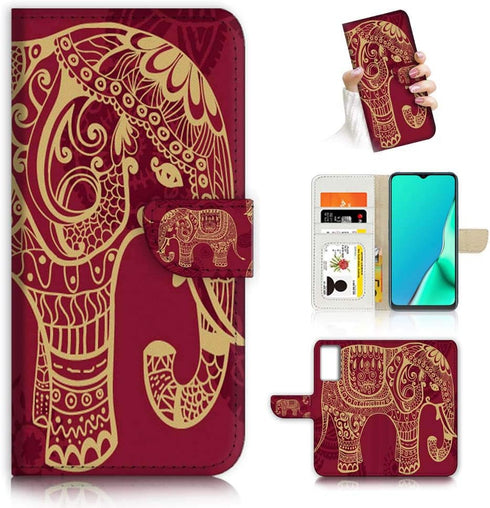 for Samsung Note 20, Galaxy Note 20, Designed Flip Wallet Phone Case Cover, A21111 Tribal Red Elephant 21111...