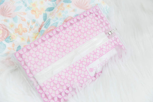 Butipods Reusable Stay Moist Wet Wipe Pouch | Slim Case Travel Holder | Great for Hand and Face Wipes | Set of 2 (Blush Pink Tiles)...