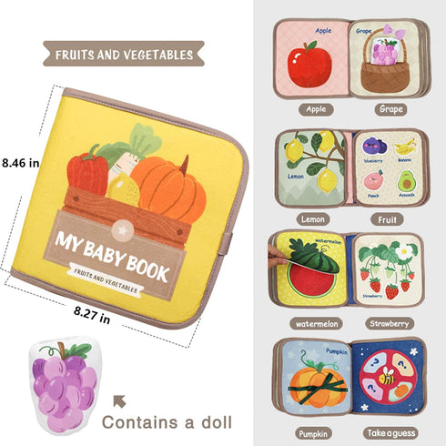 Baby Books Bath Toys Pastable Cognitive Touch and Feel Cloth Soft Crinkle Books Early Education Toys, Kids Infant Toddlers Christmas Birthday Gift...