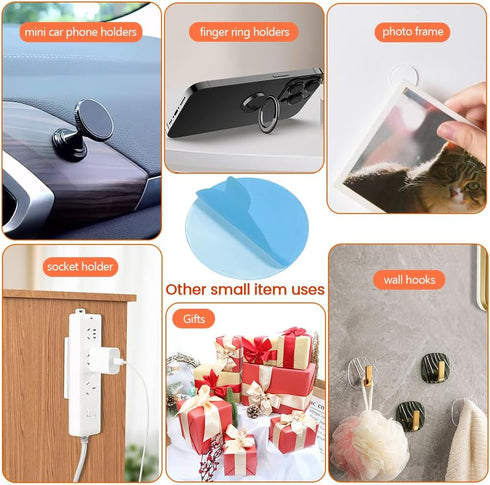 10 Pcs Clear Sticky Adhesive Pads for Socket Base Mount,Small Car Phone Holder,1.34“ Strong Stickness Transparent Double Sided Tapes for Collapsib...
