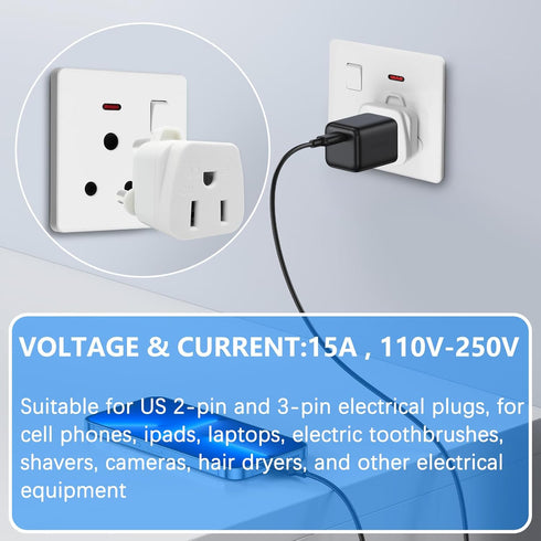 South Africa Travel Plug Adapter,South Africa Plug Adapter 3 Prong Safe Grounded USA to Any Type M for Country Such as Botswana,Nepal Pakistan,Nam...