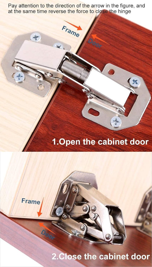 4-Pack Hidden Hinges for Cabinet Doors Frameless, Concealed Cabinet Hinges, Surface Mount Hinges...
