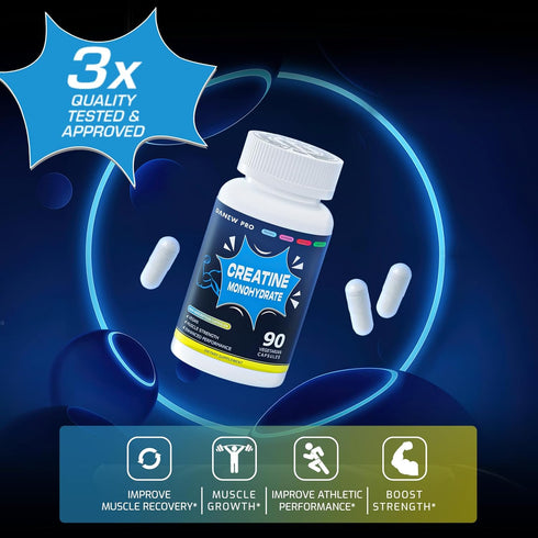 Creatine Monohydrate 2500mg Per Serving, 90 Capsules - Gluten Free, Non-GMO...
