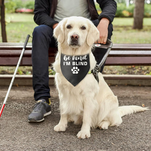 Be Kind I'm Blind Triangle Dog Bandana Blind Dog Devices for Blind Dogs Funny Puppy Bandana Photo Prop Pet Scarf Accessories for Pet Dog Lovers Gi...