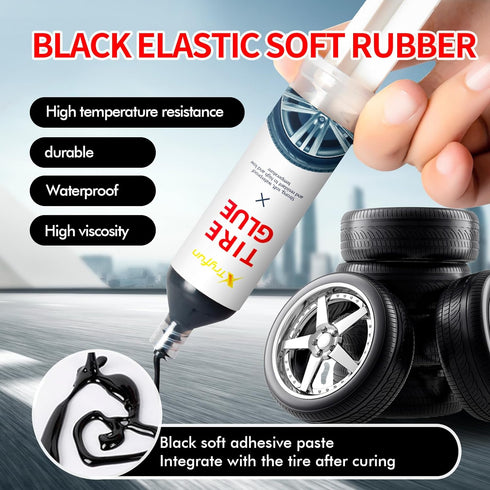 Black Tire Repair Glue Rubber Adhesive for Sidewall Bonding or Tire Puncture, Instant Super Glue for Rubber, Tires, Boots, Belt, DIY Crafts, Rubbe...