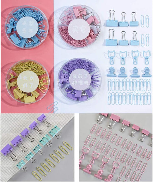 Assorted Binder Clips (84PCS) - Binder Clips Paper Clips Bulldog Clips Sets with Box for for Office School Home Desk Supplies - Yellow...
