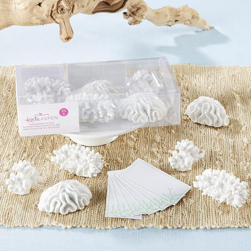 Kate Aspen Seven Seas Coral Place Card Holders - Set of 6 Coastal-Inspired Table Place Cards with Holders - Beach Wedding Decorations - Nautical T...