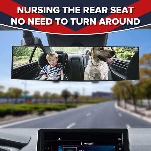 Car Interior Large Rear View Mirror,Universal Car Rearview Mirror Universal Interior Clip On Panoramic Rear View,Reduce Blind Spot Effectively for...