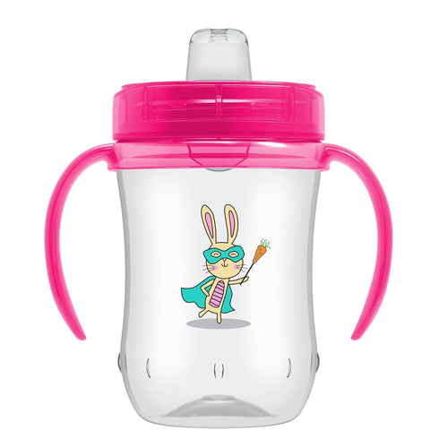 Dr. Brown's Milestones Soft Spout Sippy Cup with Handles, Pink Bunny Hero, BPA-Free, 9 oz/270 mL, 9m+...