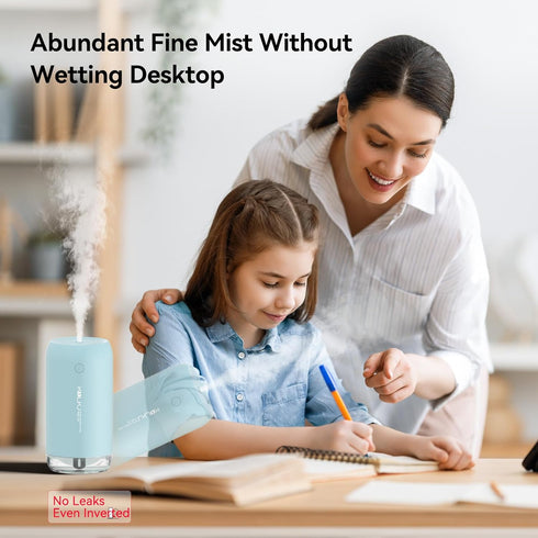 Portable Mini Humidifier, Small Cool Mist Humidifiers 350ml Quiet USB Personal Desktop Air Humidifier for Bedroom Home Plants Car Baby indoor Offi...