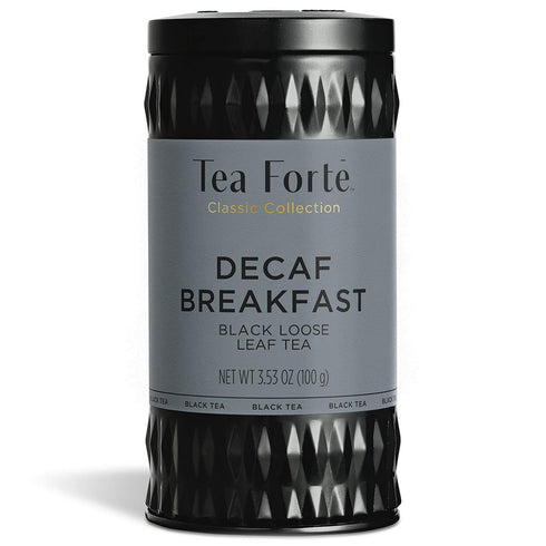 Tea Forte Decaf Breakfast Premium Organic Loose Leaf Caffeine-Free Black Tea Blend Canister, Makes 35-50 Cups...