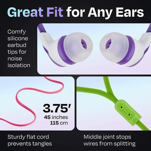10x Multipack | Earbuds with Microphone, for Schools, Classroom, Libraries, Museums, etc., Wired in-Ear Earphones with Mic for Kids, Teenagers & A...