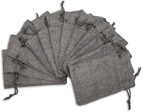 12-Pack 5.5x7.75 Natural Burlap Gift Bags w. Drawstring (Cool Grey, Medium) for Party Favors, Presents or DIY Craft by TheDisplayGuys...