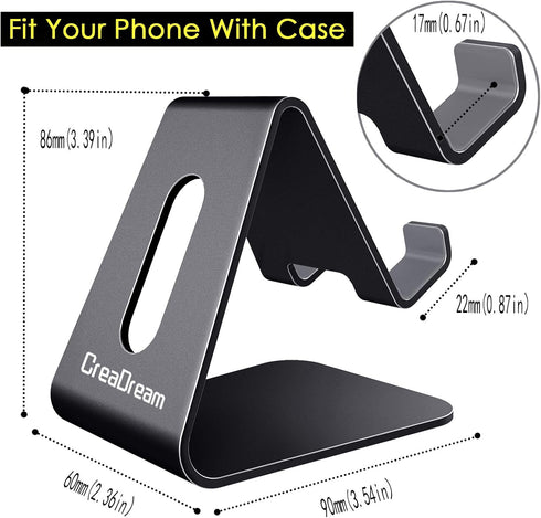 CreaDream Cell Phone Stand, Cradle, Holder, Aluminum Desktop Stand Compatible with Switch, All Smart Phone, iPhone 11 Pro Xs Max Xr X Se 8 7 6 6s ...