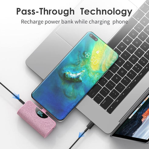 USB-C Portable Charger Power Bank 5200mAh,Ultra Compact LCD Display Battery Pack Backup Charger Compatible with iPhone 15/15 Plus/15 Pro/15 Pro Ma...