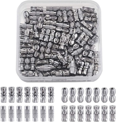 KISSITTY 100set/box Platinum Plated Brass Screw Twist Clasps 4 Mixed Shapes Metal Jewelry Clasp for DIY Jewelry Bracelet Necklace Making...