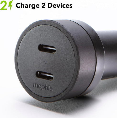 mophie 60W Dual USB-C Car Charger, Universal AUX Compatibility, LED Indicator, Fast Charging, Multi-Device...