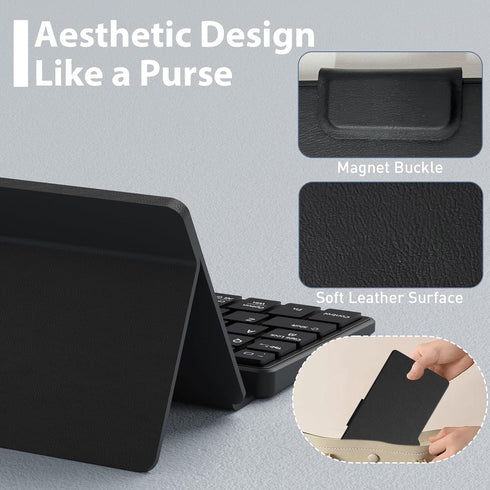 Doohoeek Universal Bluetooth Keyboard for Samsung Galaxy Z Fold, iPads, Tablets and Phones, Dual Bluetooth Mini Keyboard with Any-Angle Kickstand ...