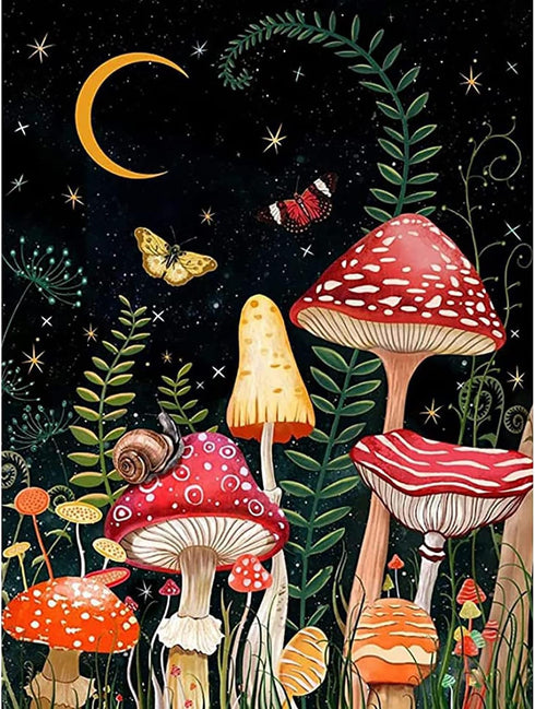 LVIITIS Paint by Number Kits for Adults Beginner and Kids, Mushroom Acrylic Oil Painting on Canvas,Drawing Paintwork with Paintbrushes,Arts Craft ...