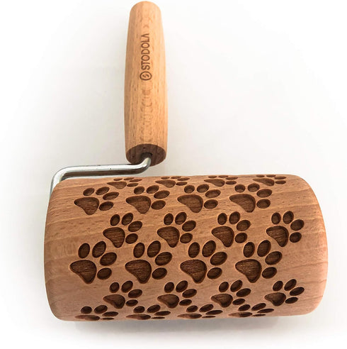 Rolling Pin Embossed With DOG PAWS Pattern For Baking Engraved cookies Size Roller 4 inch...