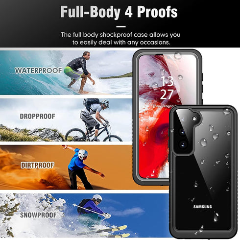 Clear Samsung Galaxy S23 Case,with Screen Protector,Waterproof Protective Case for Men Women,Samsung Phone Heavy Duty Shock Proof,Black...