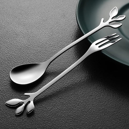 AnSaw Elegant Silver Leaf Coffee Spoons - 10-Piece, 4.7" Mini Stainless Steel Espresso & Dessert Tea Spoons, Perfect for Demitasse & Small Serving...