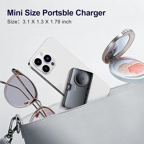 Portable Charger for iPhone Apple Watch,Samsung 5000mAh 20W PD Fast Charging Built-in Foldable USB-C Connector,Travel Power Bank Compatible with i...