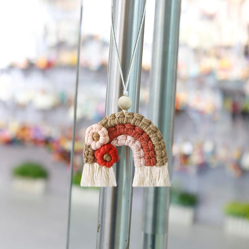 Rainbow Charm Decoration with Lovely Daisy for Home Office Car Interior, Hanging Air Freshener Essential Oil Diffusers (Red)...