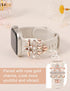 Minyee Compatible with Apple Watch Band with Charms Women 41mm 40mm 38mm 42mm 44mm 45mm 49mm Decorative Ring Loops Floral Engraved Silicone Strap ...