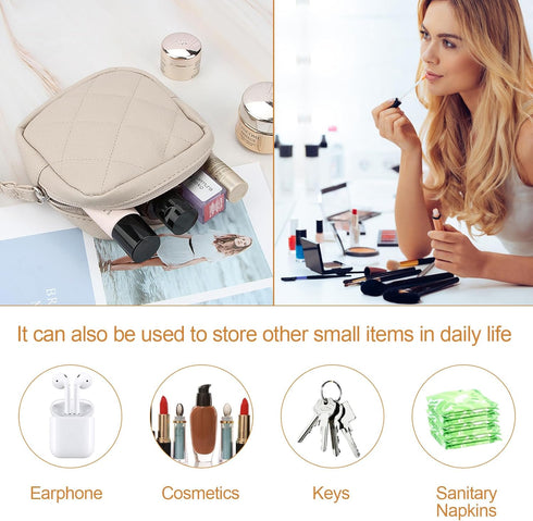 Sanitary Pad Storage Bag, Leather Period Bags for Teen Girls, Portable Tampon Menstrual Cup Pouch Nursing Pad Holder Purse, Sanitary Pouch for Fem...