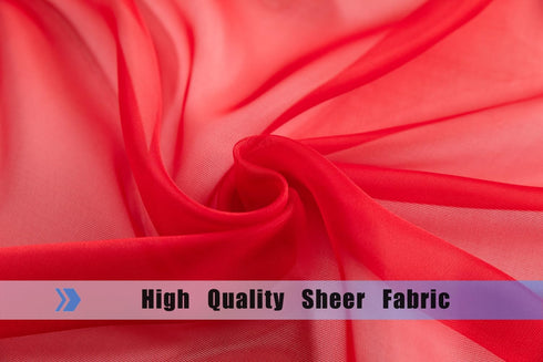 WPM Red Sheer Curtains 58" Wide x 84" Long 2 Panels Livingroom Window Treatment Rod Pocket Sheer Voile for Bedroom, Kitchen, Living Children Room ...