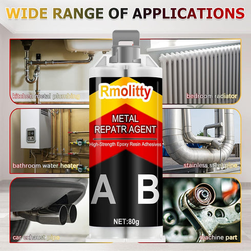 Metal Glue, Glue for Metal High Strength Bonds Metal to Metal (40g*2), Weld Metal Repair Glue, Metal Epoxy for Steel, Metal, Cast Iron...