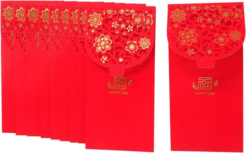 Honbay 10PCS Chinese Red Envelopes Lucky HongBao Money Pockets, 17.7x8.5cm/6.97x3.35inch - Congratulations and Prosperity (Blessing)...