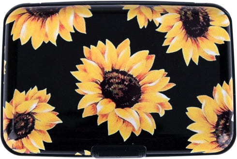 Mini Aluminum Cards Wallet RFID Credit Card Holder RFID Credit Card Case Bussiness Card Case Metal ID Case for Men Women-The Sunflowers...