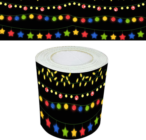 Christmas Lights Bulletin Board Border Decor 36Ft Die-Cut Bulletin Board Border Trim Bulletin Board Strips Blackboard White Board Photo Wall Bulle...