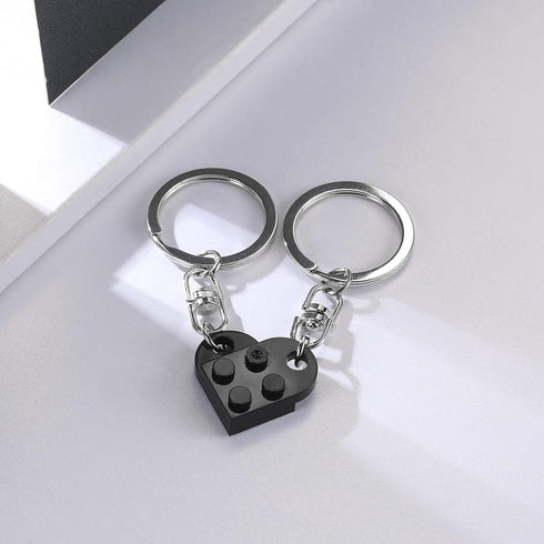 Brick Keychain for Couples Friendship - 2pcs Matching Heart Colorful Keychain Set for Couples Valentine's Day BFF...