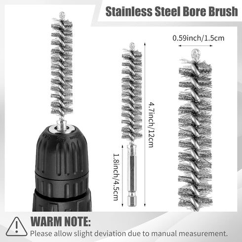 10 Pack Bore Brush for Drill, Wire Bore Brush Drill, Stainless Steel Bore Cleaning Brush Set 1/4 Inch Hex Shank for Power Drill Impact Driver (15M...