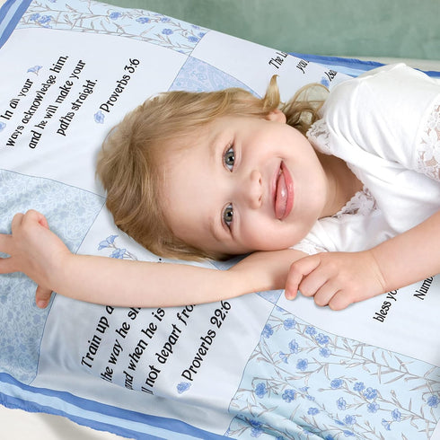 Oudain Christian Baby Blankets for Baby Blanket with Bible Verses Scripture Flowers Paisley Baby Receiving Baptism Blanket Christian Christening G...
