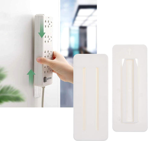 Self Adhesive Power Strip Holder 4 Pack - No Drill Extension Block Wall Mount Fixator - Easy to Install Sliding Design - for Home, Kitchen, Office...