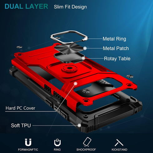 IKAZZ for Galaxy Note 9 Case,Dual Layer Soft Flexible TPU and Hard PC Anti-Slip Full-Body Rugged Protective Phone Cover with Magnetic Kickstand Re...