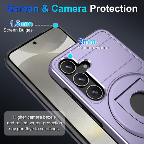 for Samsung Galaxy S24 Mag-Safe Kickstand Case with Screen Protector,Slim Shockproof Military Heavy Duty Anti-Drop Full Body Protection,360 Rotati...