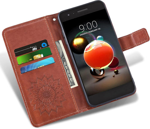 Phone Case for LG Aristo 2 3 Plus/Rebel 4 LTE/Tribute Empire Dynasty/Zone 4/K8 Plus 2018 K8S/Fortune 2/Phonenix 4/Risio 3 Wallet with Tempered Gla...