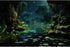 Forest River Aquarium Background Lily Pads Aquatic Plants Moon Stars Night Natural Landscape Terrarium Background Tropical Plants Lush Moss Aquari...