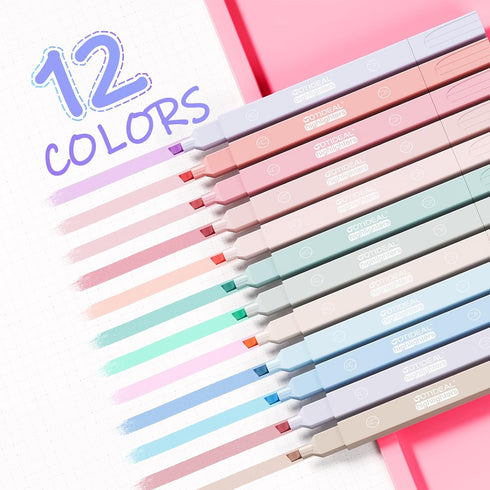 GOTIDEAL Aesthetic Cute Pastel Highlighters set, Dual tip 12 Pack No Bleed Bible Highlighters for office, School study accessory supplies...