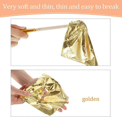 Cunhill 100 Sheets Gold Foil Paper Art Gold Foil Sheets Gilding Brush Thin Gold Leaf Sheets Gold Foil Paper Craft for Arts Painting Gilding Crafti...