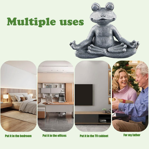 Zen yoga frog meditation frog miniature statue slimming frog fitness frog garden statue frog decoration for lawn & garden decoration (premium gray...